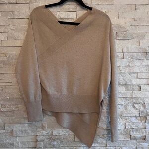 Brochu Walker Asymmetrical V-neck Wool/Cashmere Blend Sweater